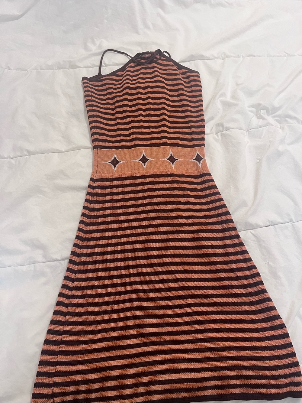 Cider Strapless Knit Dress in Orange and Black Stripes